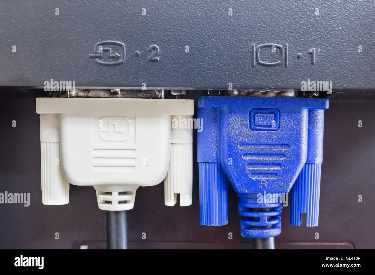 DVI and VGA or D-SUB cable for LCD and CRT monitors connect computer PC  Stock Photo - Alamy