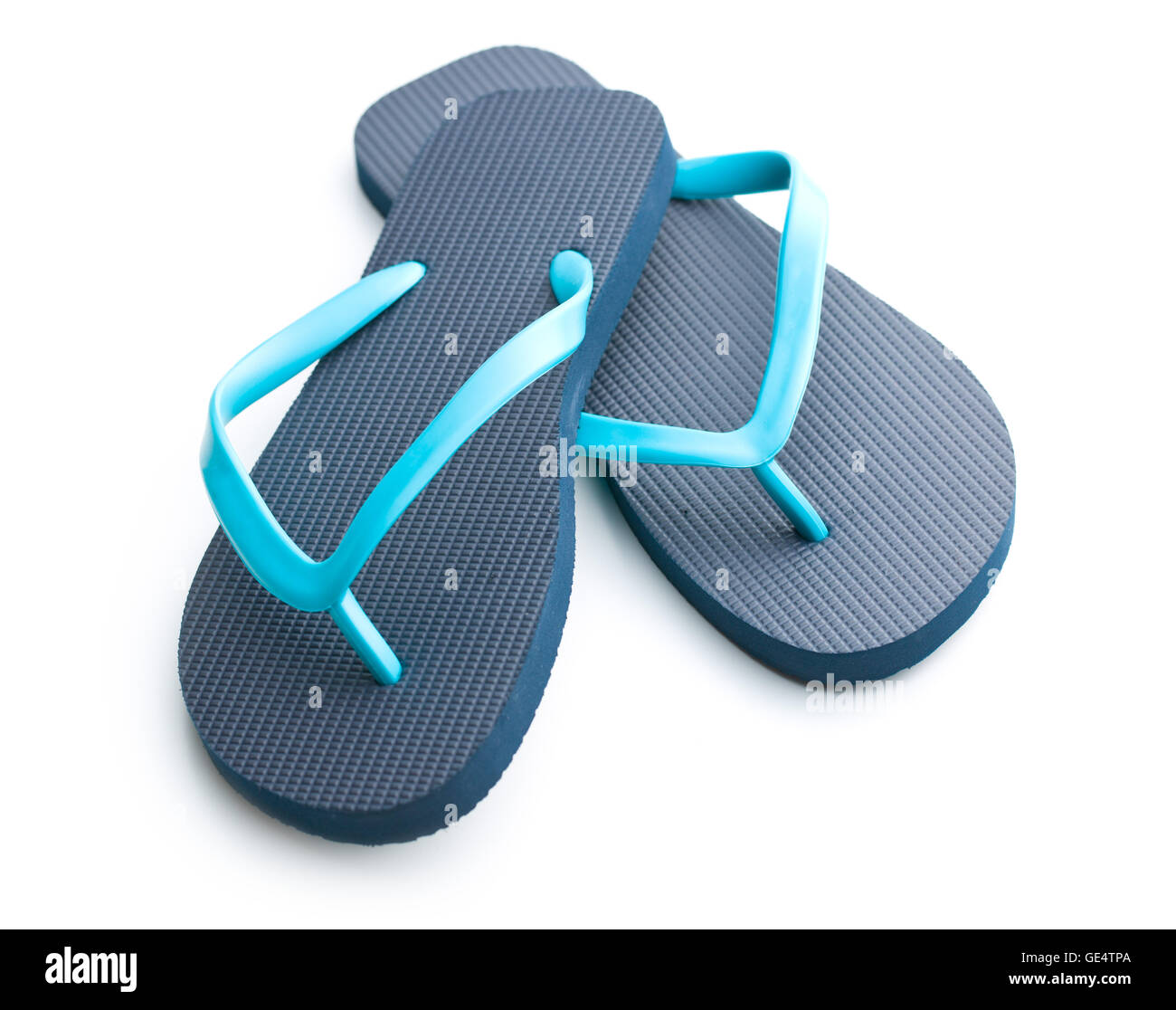 Blue flip flops isolated on white background Stock Photo - Alamy