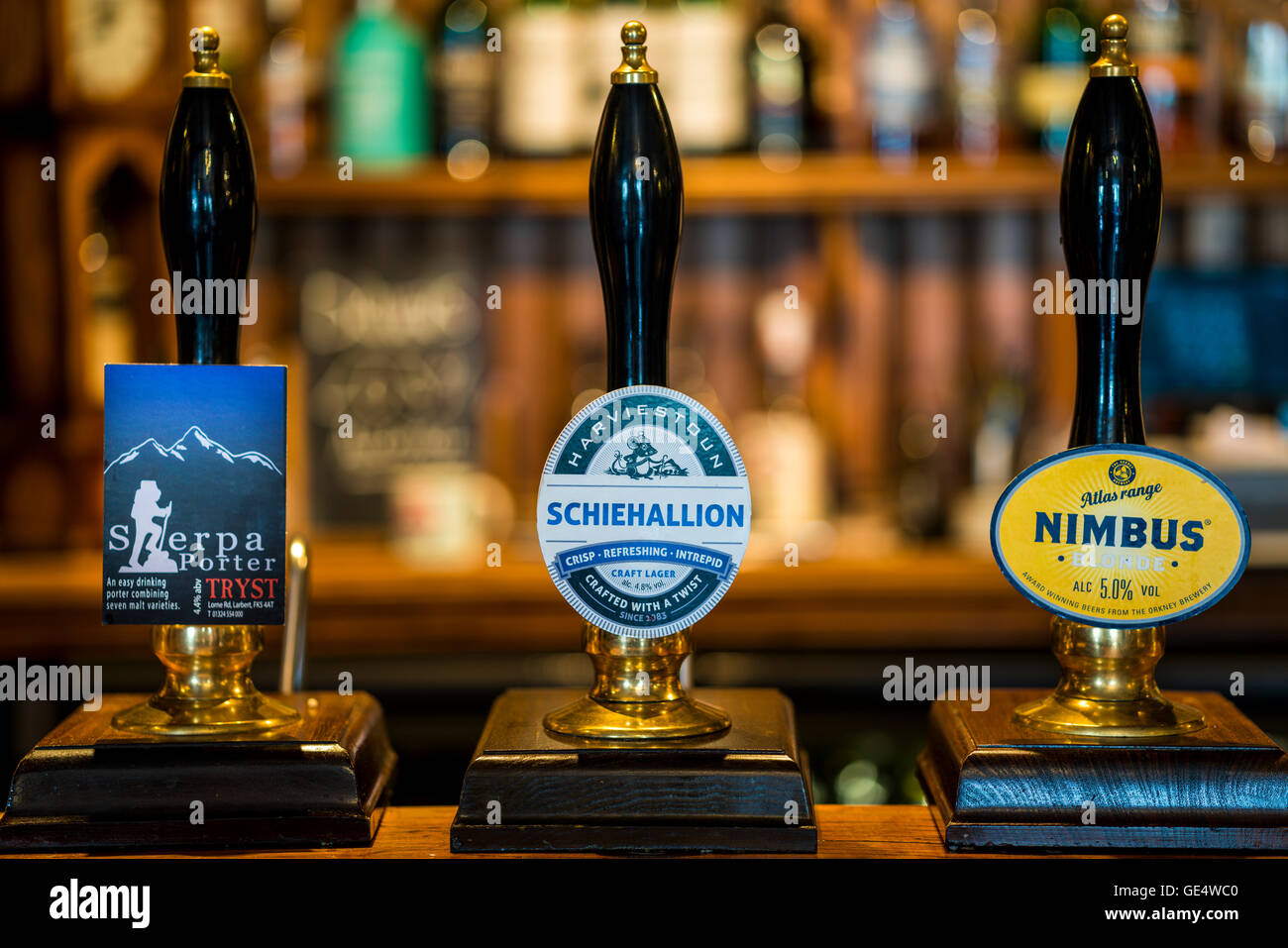 Scottish Real Ale, Hand Pumps Stock Photo