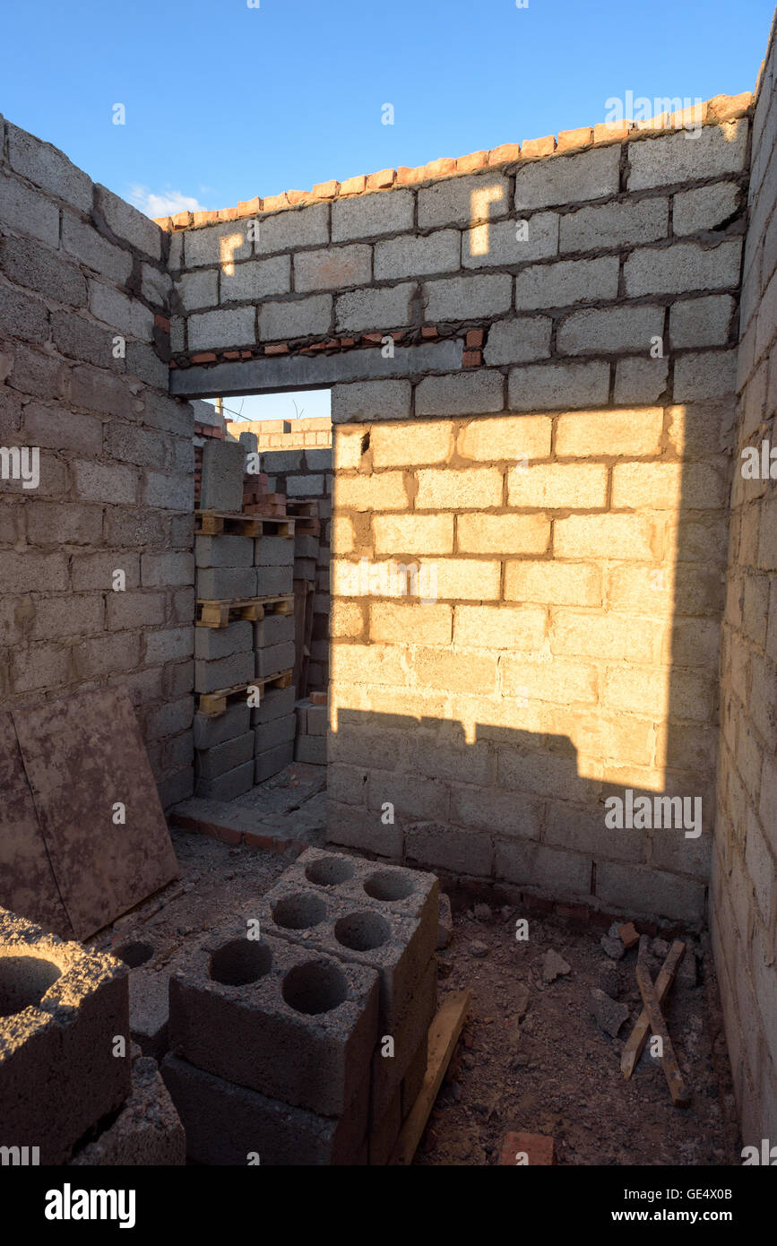 House Interior Brick Walls Under Construction And Showing