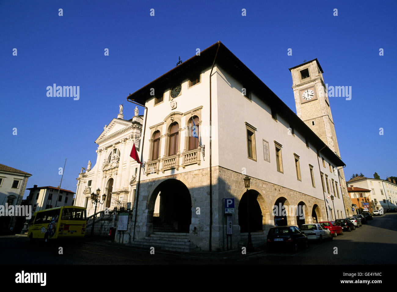 Italy, Friuli Venezia Giulia, San Daniele del Friuli, Palazzo Comunale, loggia, Biblioteca Guarneriana (15th century) Stock Photo