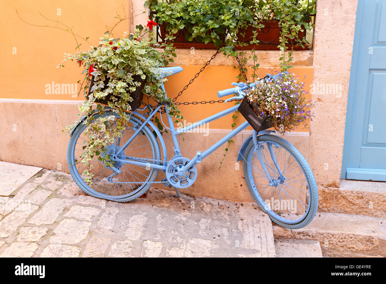 old bicycles with flowers