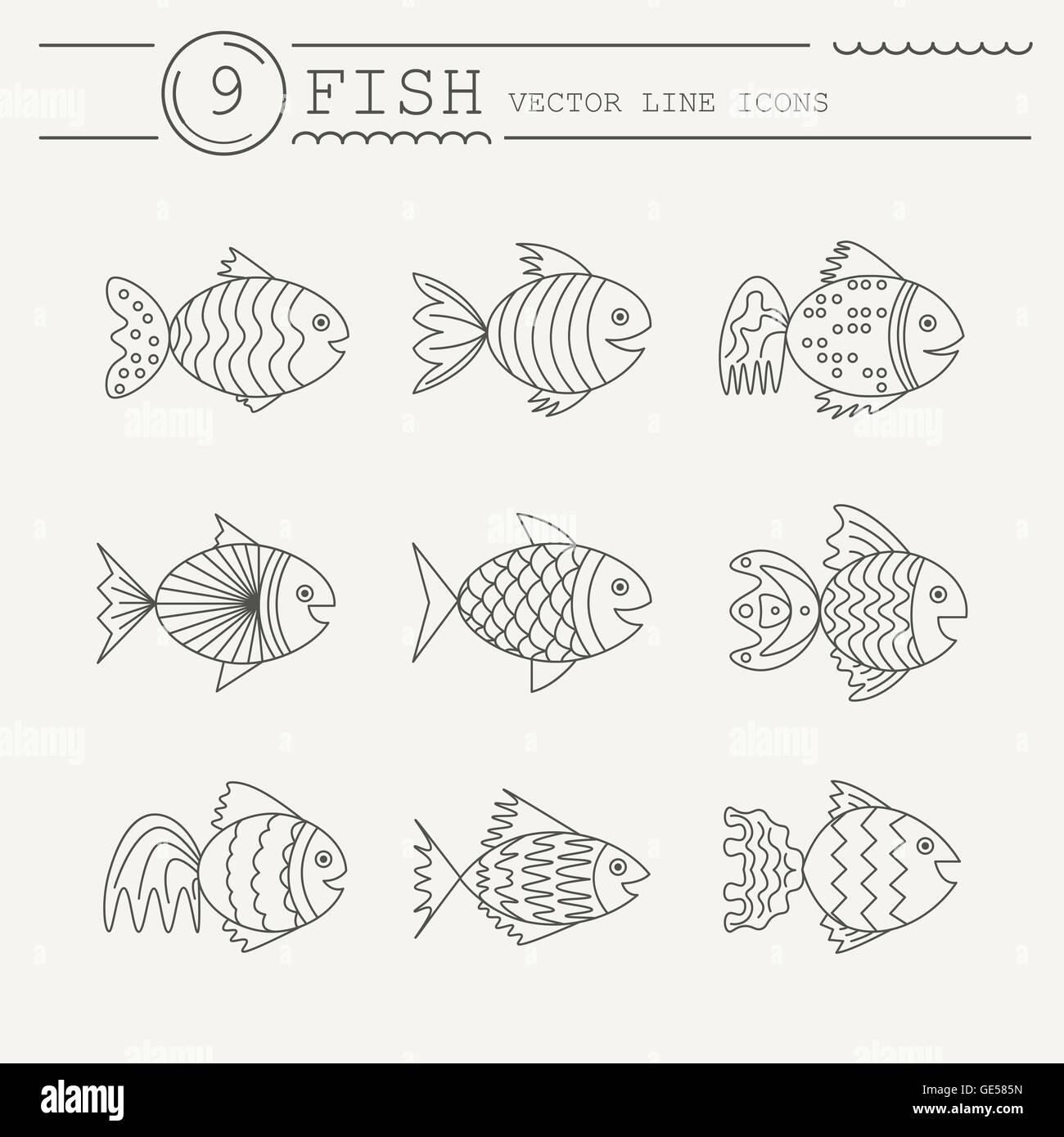 Set of icons with fish. Vector Stock Vector Image & Art - Alamy