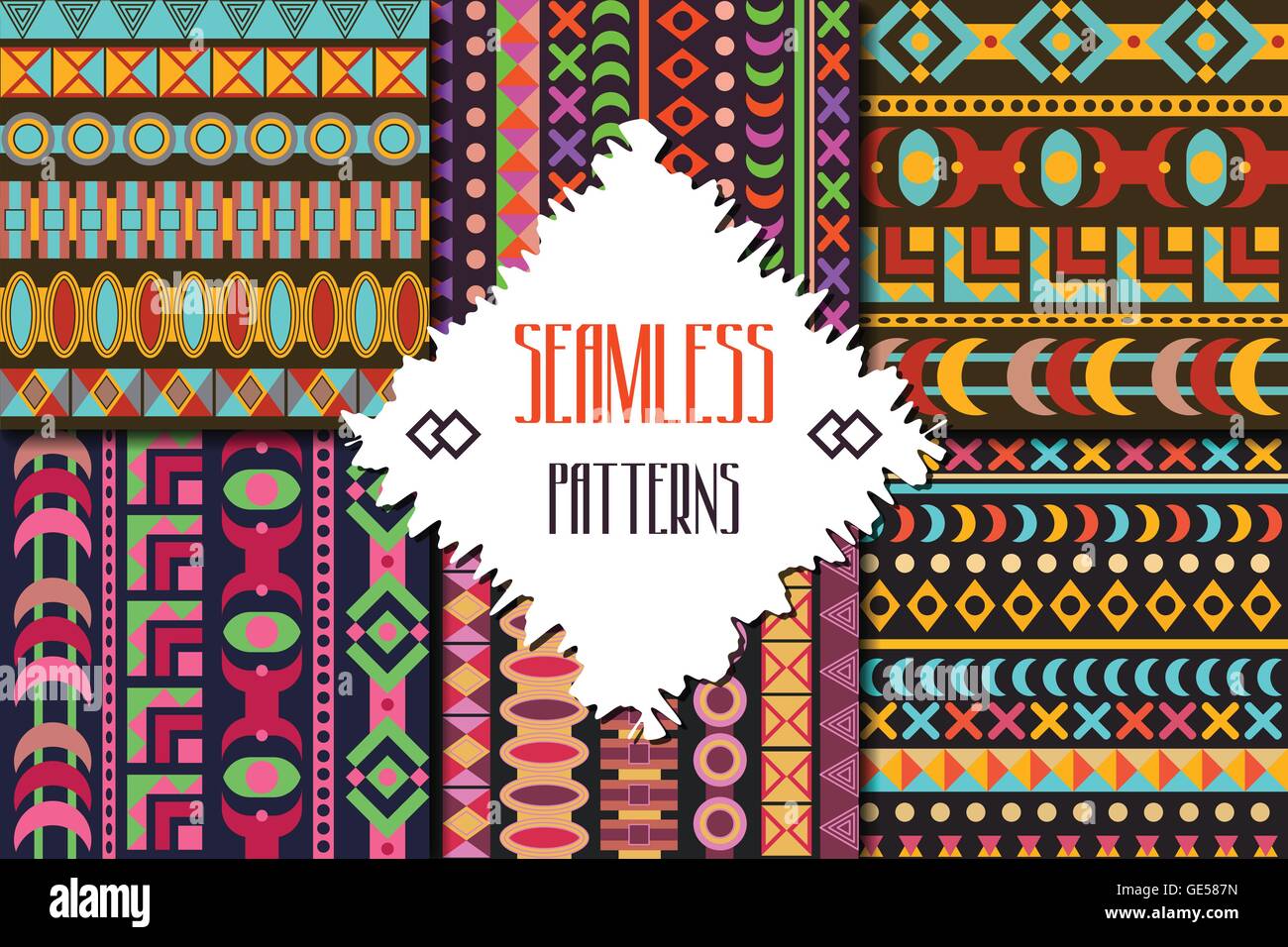Vector geometric seamless patterns Stock Vector Images - Alamy