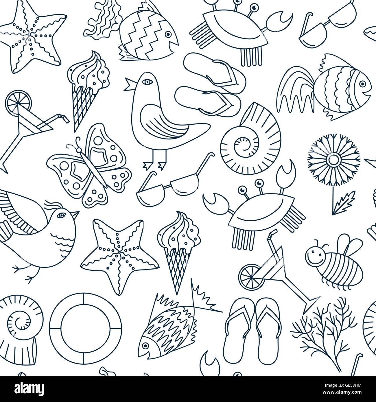 Vector seamless patterns for the summer theme Stock Vector Image & Art ...