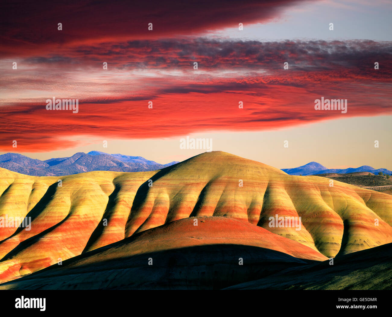 Winter sunset at the John Day fossil Beds National Monument, Painted