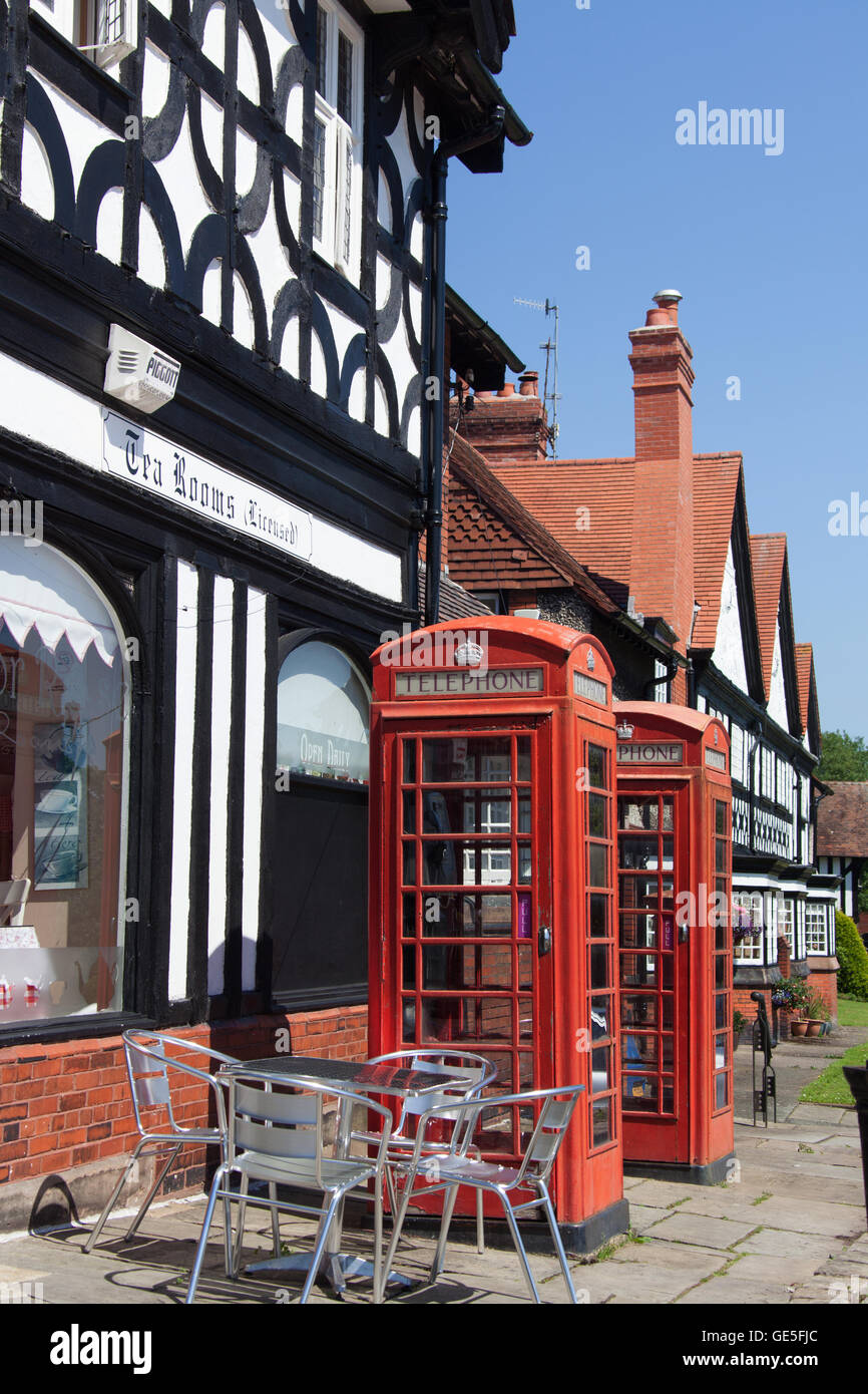 Village of Port Sunlight, England. Pair of the Sir Giles Gilbert Scott designed K6 telephone kiosks. Stock Photo