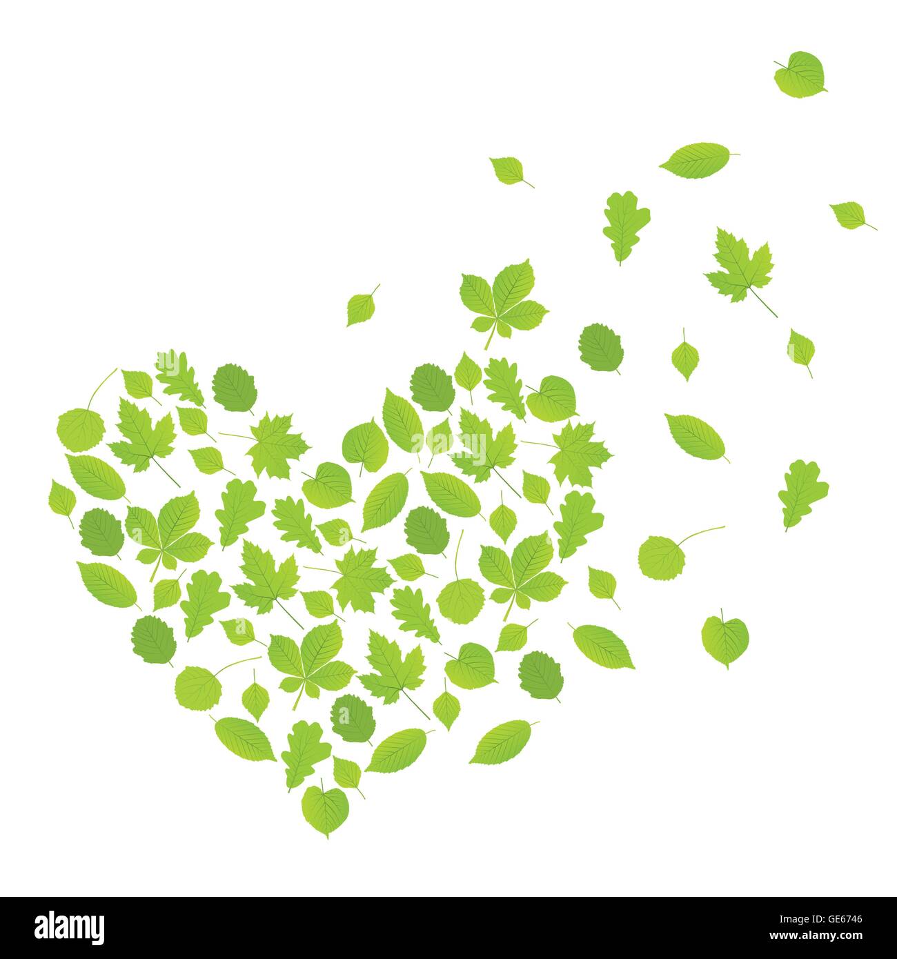 Green leaves heart symbol vector background ecology concept Stock ...