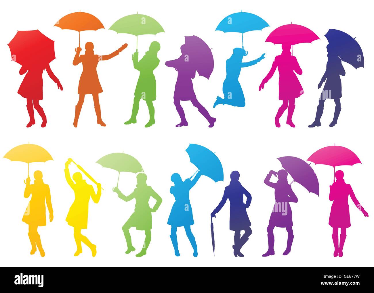 Girl with umbrella abstract vector background Stock Vector Image & Art ...
