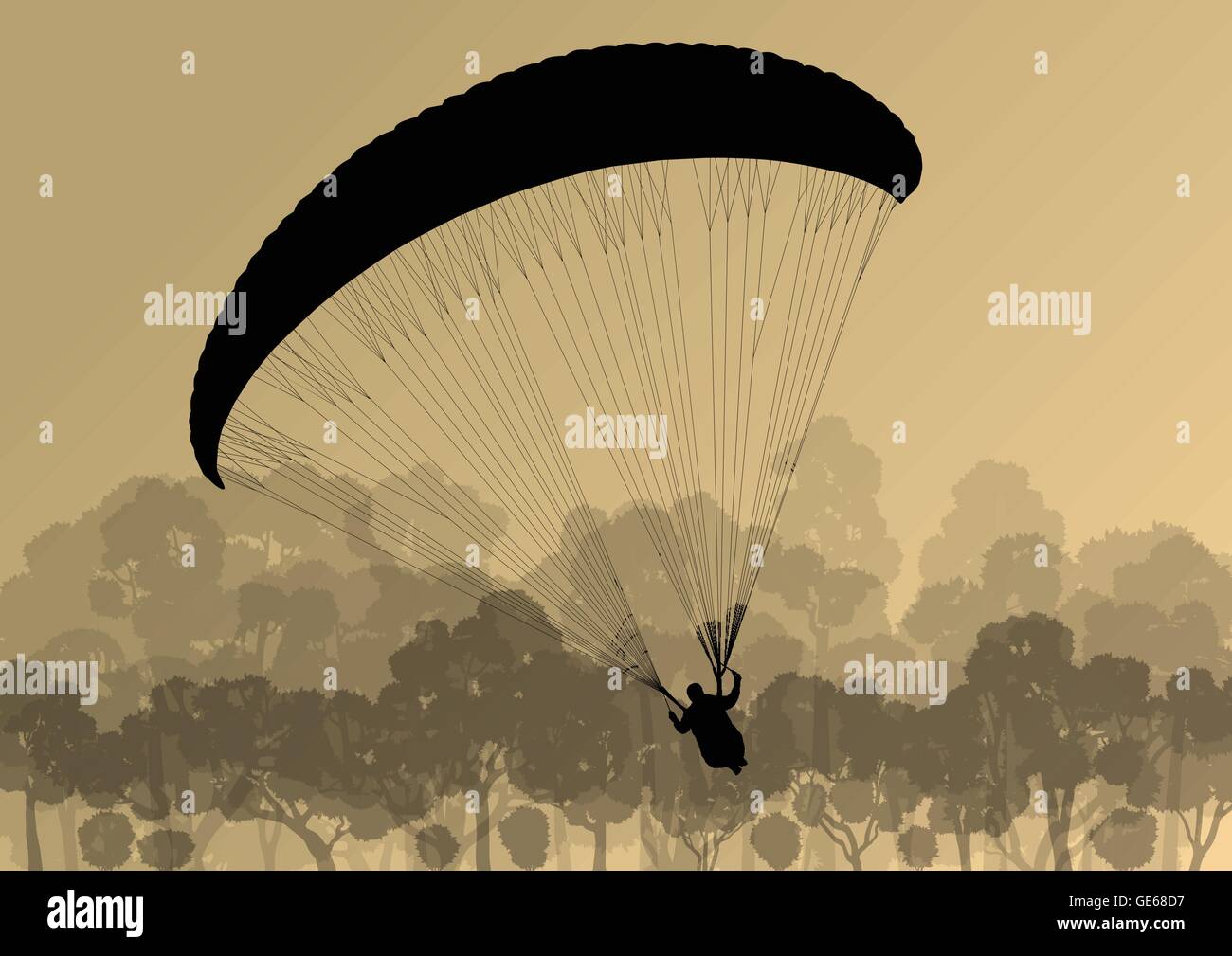 Paragliding active sport background landscape concept vector for poster Stock Vector