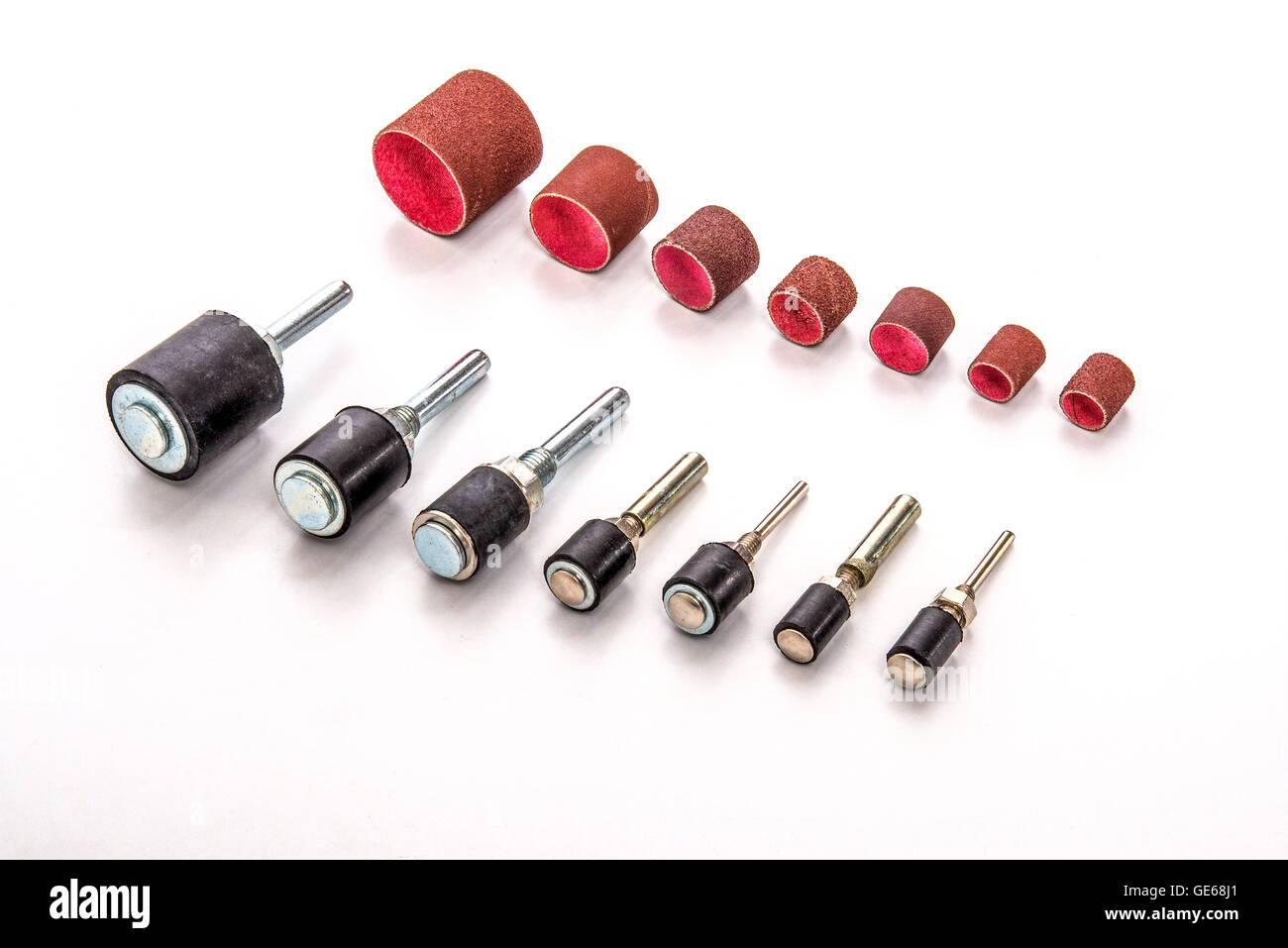 Sanding grinding and polishing sanding drill bit set photo on white