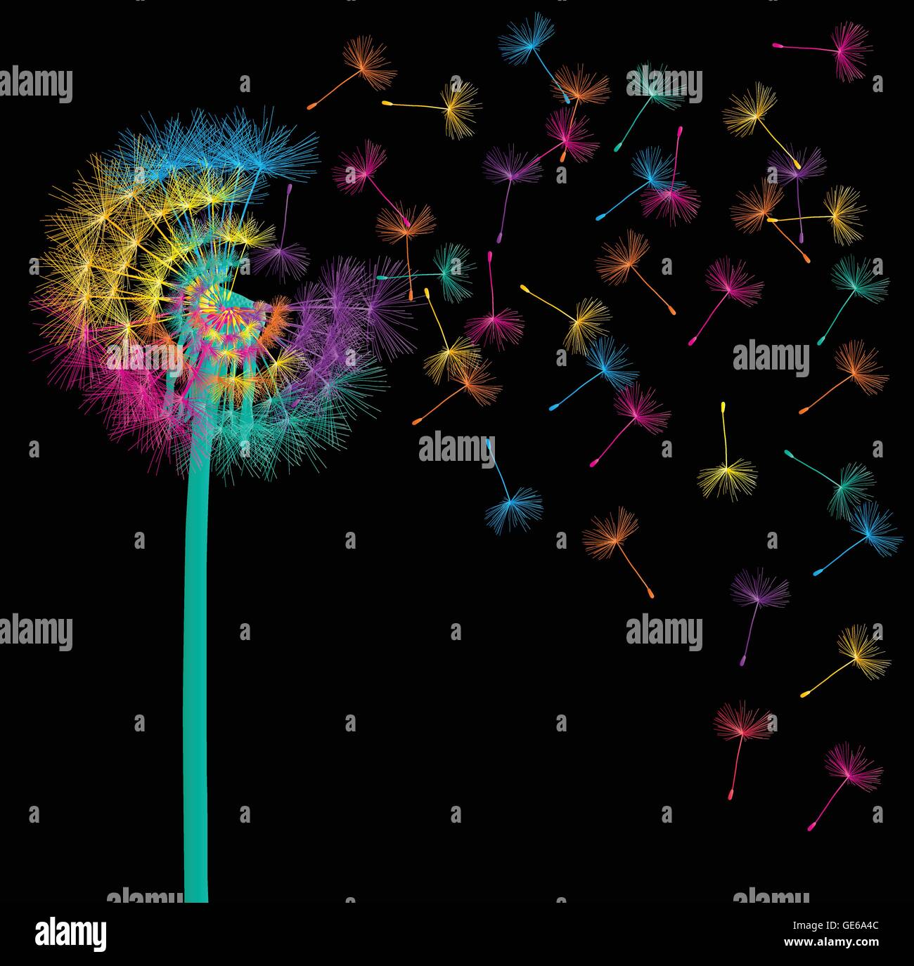 Blow dandelion vector background concept for poster Stock Vector
