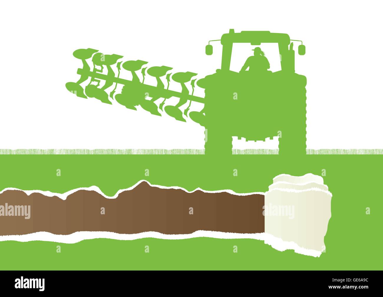 Farmer driving tractor plowing field Stock Vector Images - Alamy