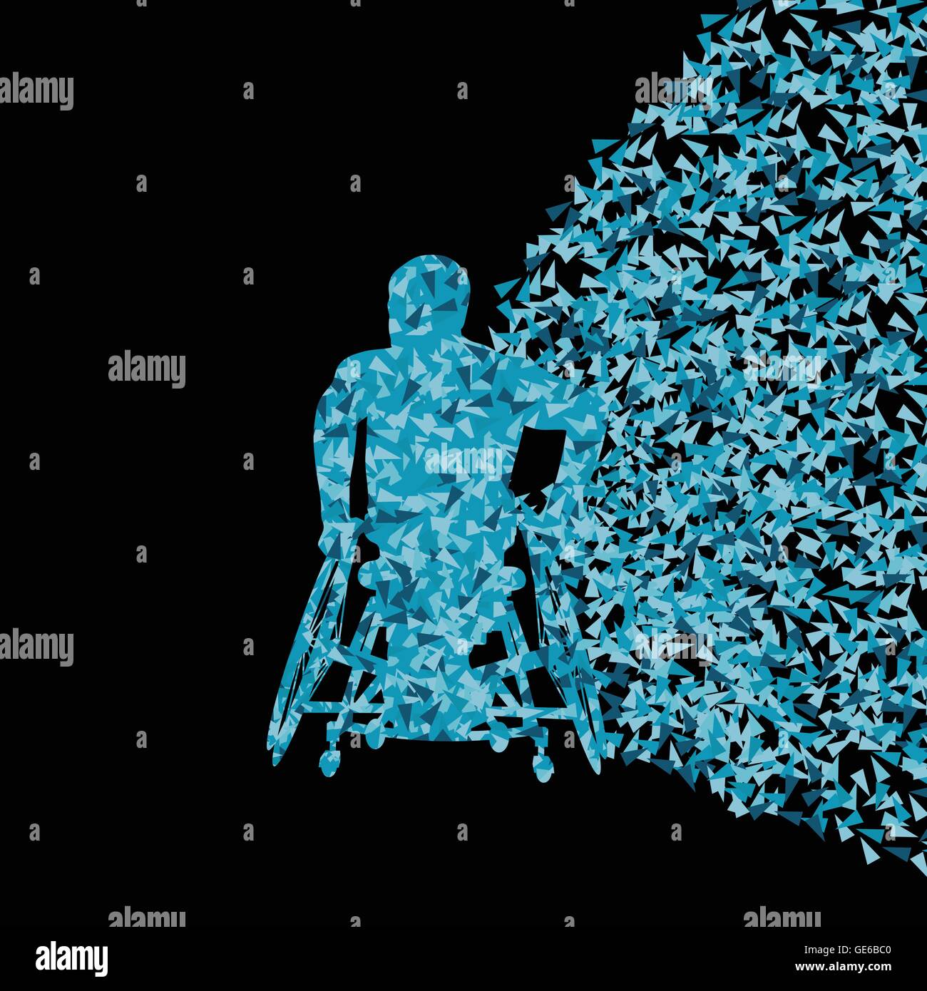 Man in wheelchair vector abstract background concept for poster Stock ...