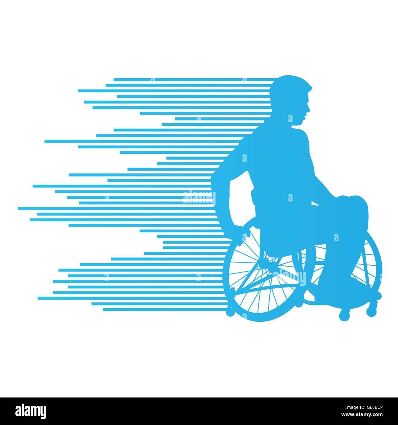 Man in wheelchair disabled people concept made of stripes vector