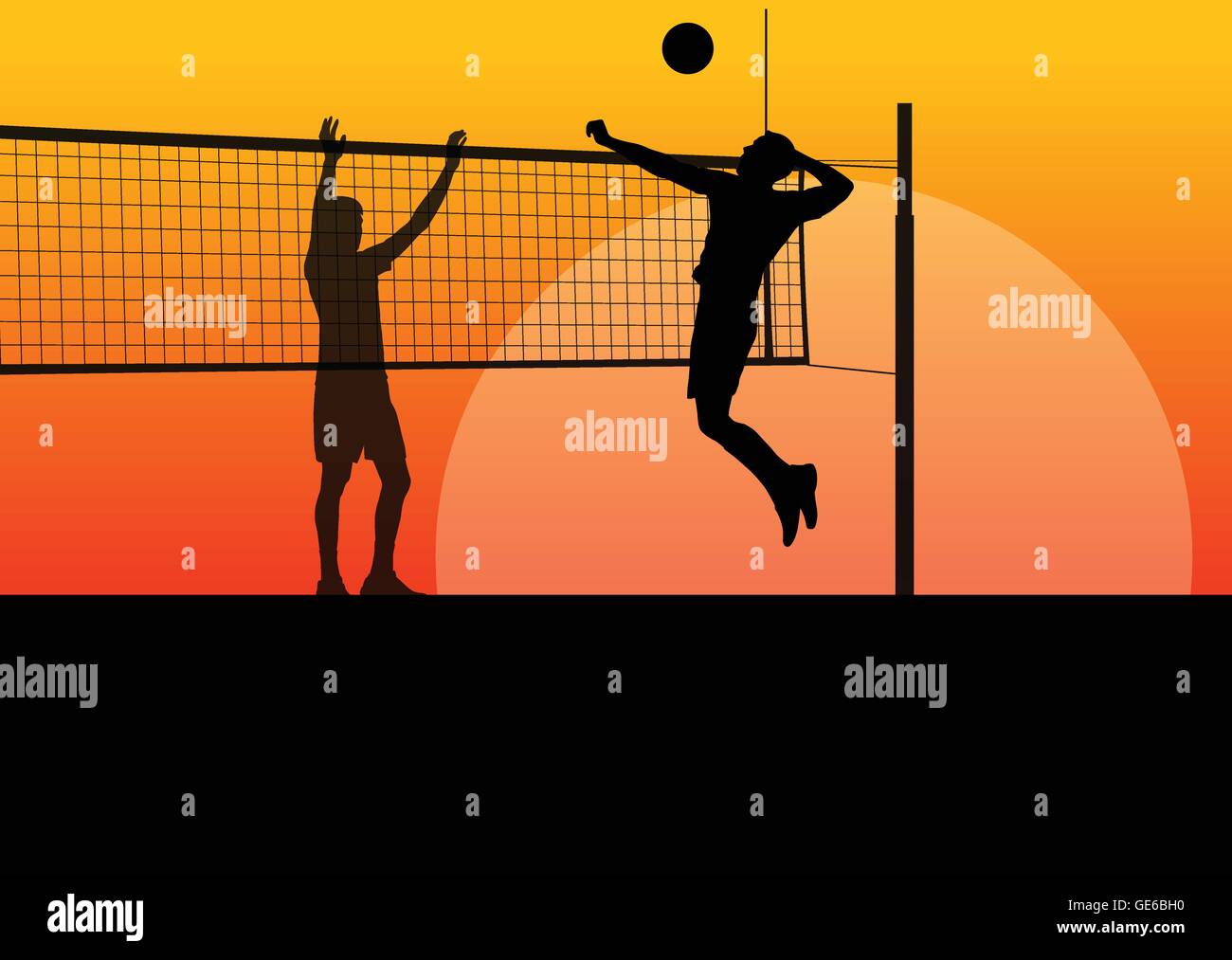 Men volleyball player silhouette vector hires stock photography and