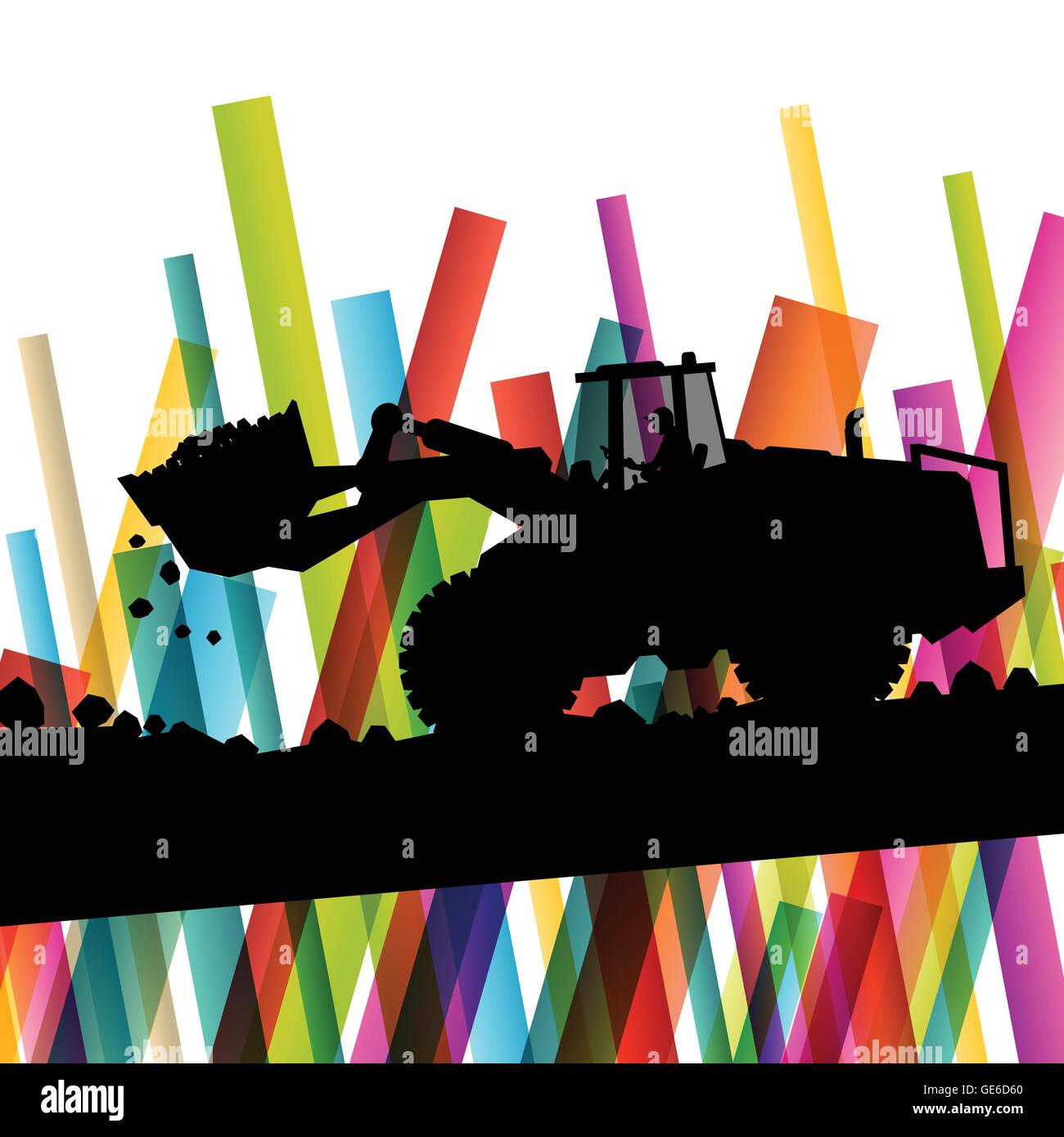 Bulldozer Abstract Excavator bulldozer industrial land digging machinery silhouette in ...