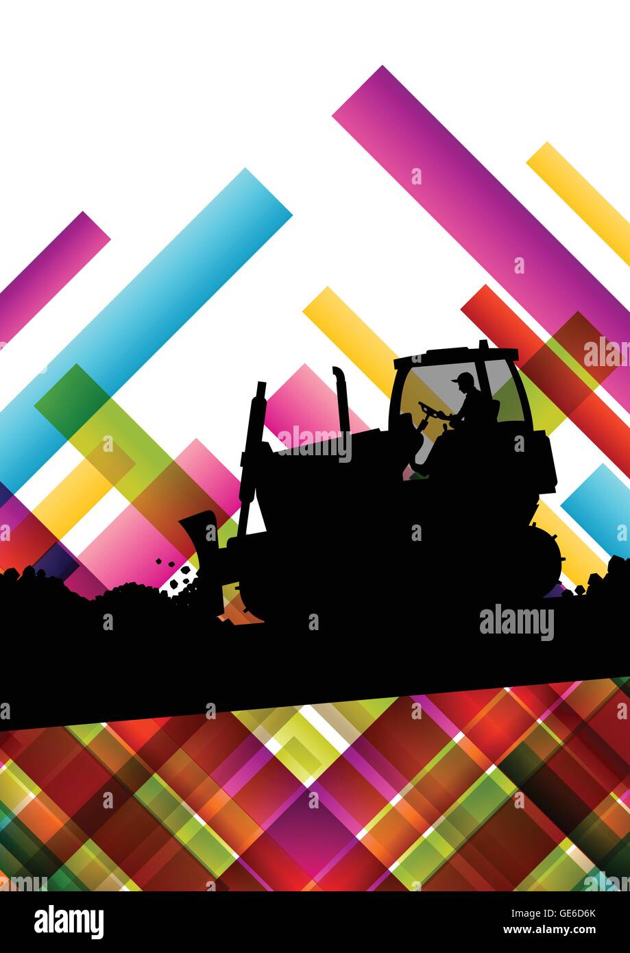 Bulldozer Abstract Excavator bulldozer industrial land digging machinery silhouette in ...