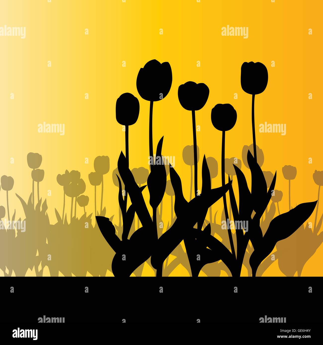 Tulips field vector background orange abstract concept illustration ...