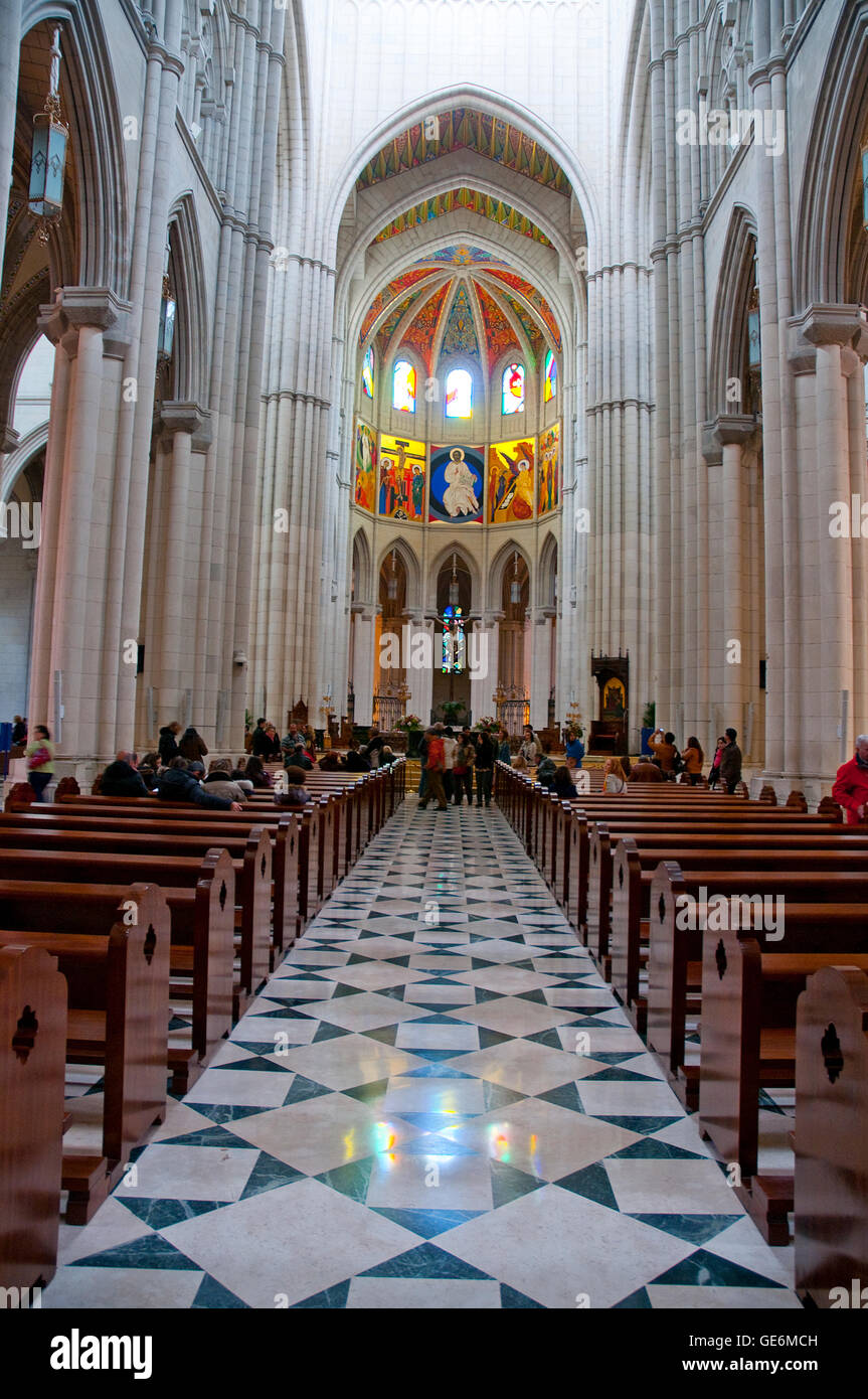 The Almudena cathedral, indoor view. Madrid, Spain. Stock Photo