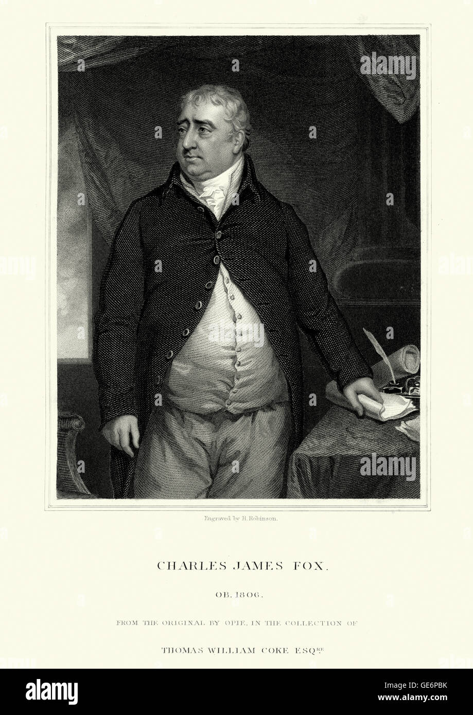 Portrait of Charles James Fox a prominent British Whig statesman whose parliamentary career spanned 38 years of the late 18th an Stock Photo