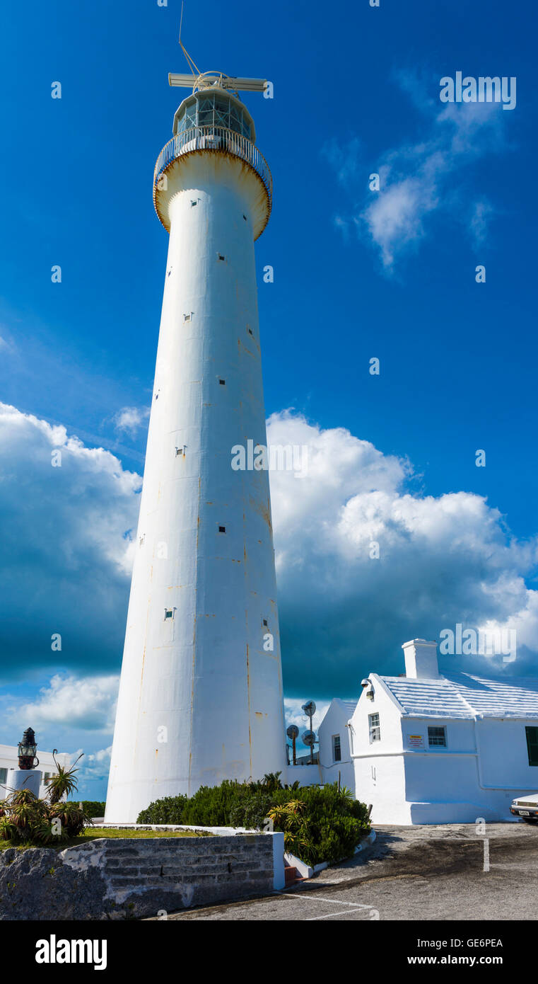 Gibbs Hill Lighthouse (1844) built by the Royal Engineers, is the taller of 2 lighthouses on the Altlantic island of Bermuda Stock Photo