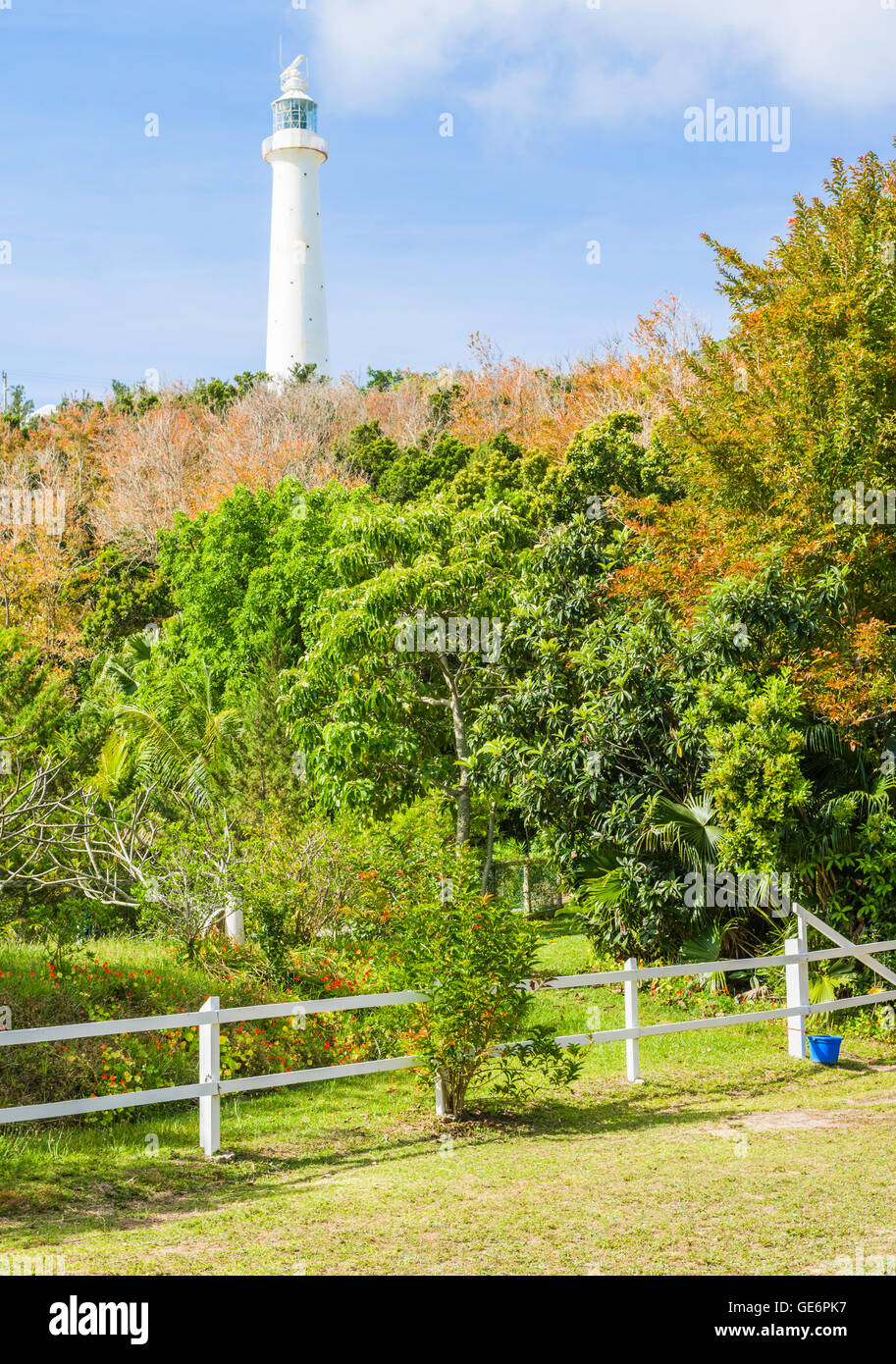 Gibbs Hill Lighthouse (1844) built by the Royal Engineers, is the taller of 2 lighthouses on the Altlantic island of Bermuda Stock Photo