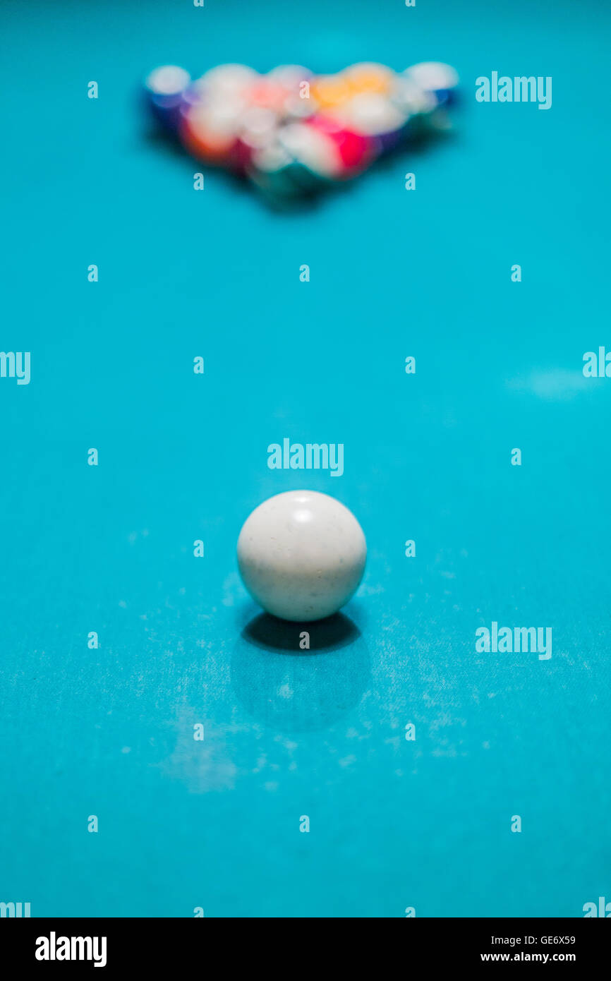 The breaking of the new game of American billiard Stock Photo Alamy