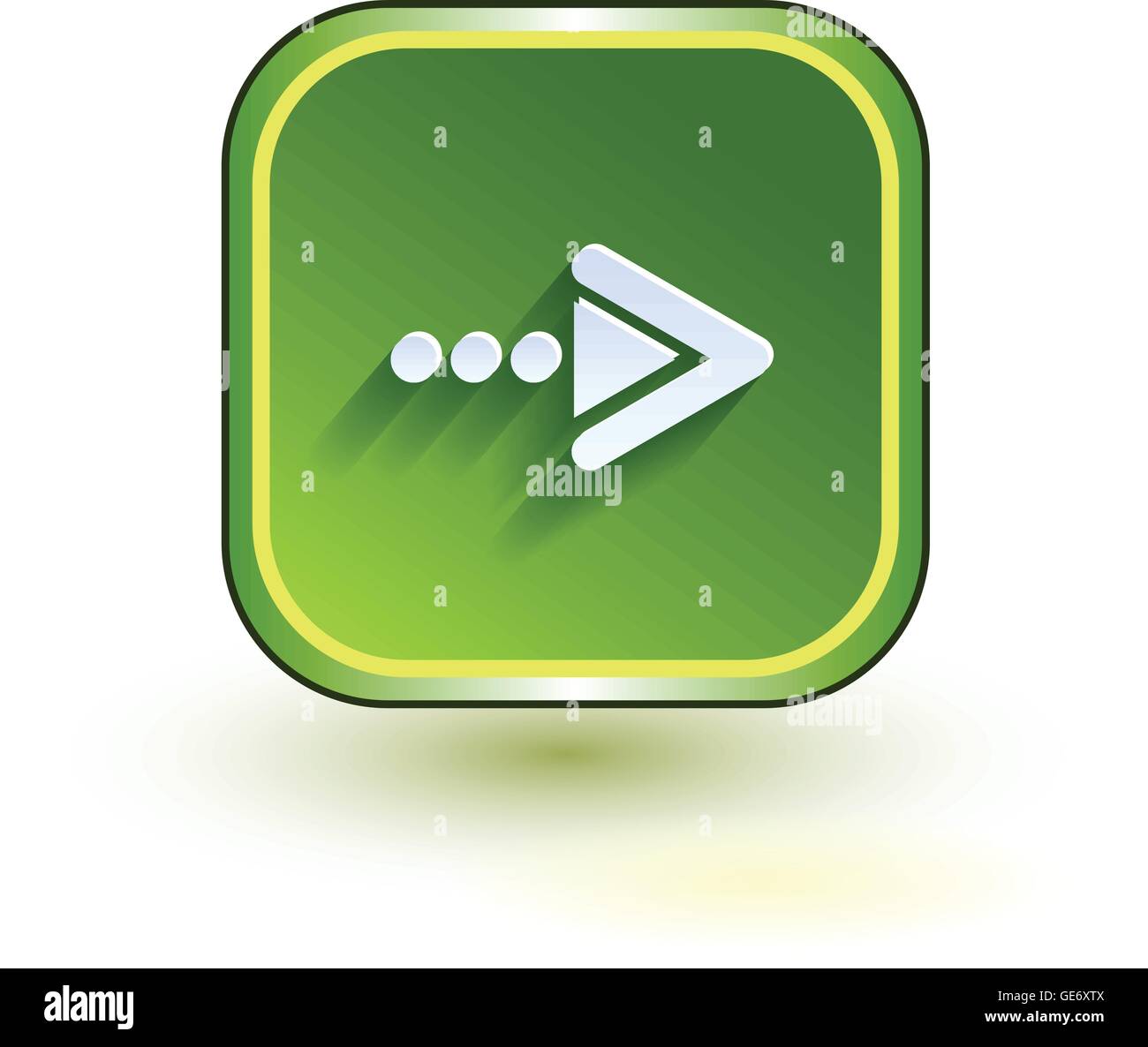 Green web button with arrow right sign. Rounded square shape icon with ...