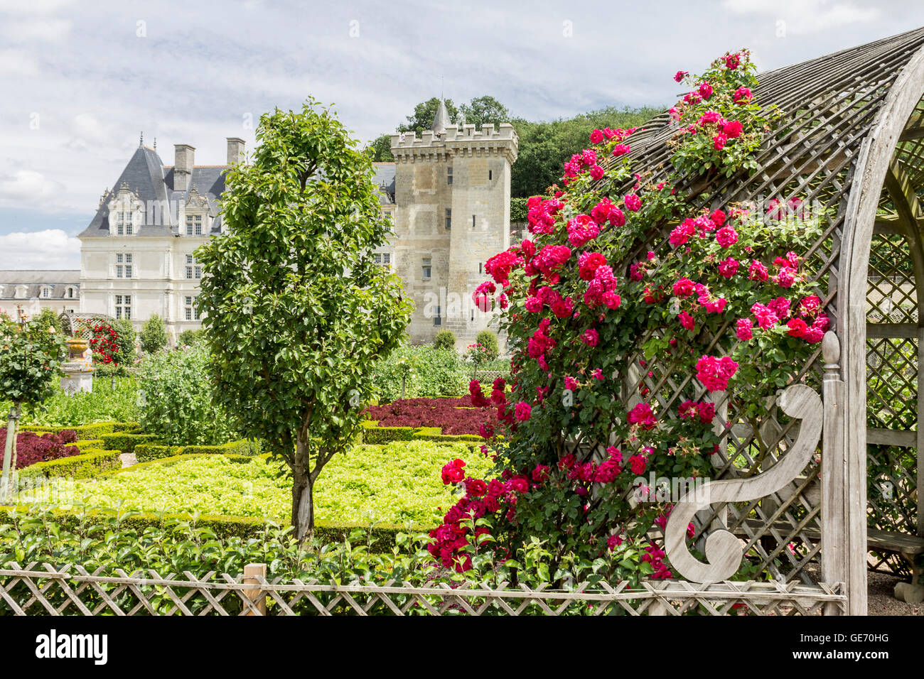Chateau Villandry Gardens Loire Valley France Stock Photo