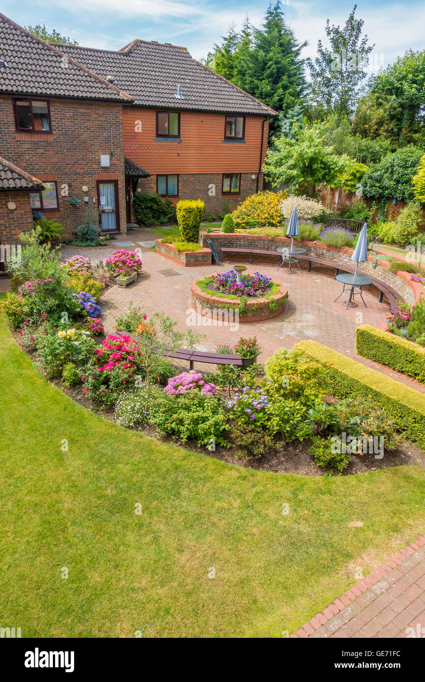 Shrub Border Sheltered Housing Courtyard Magdalen Court Canterbury Kent