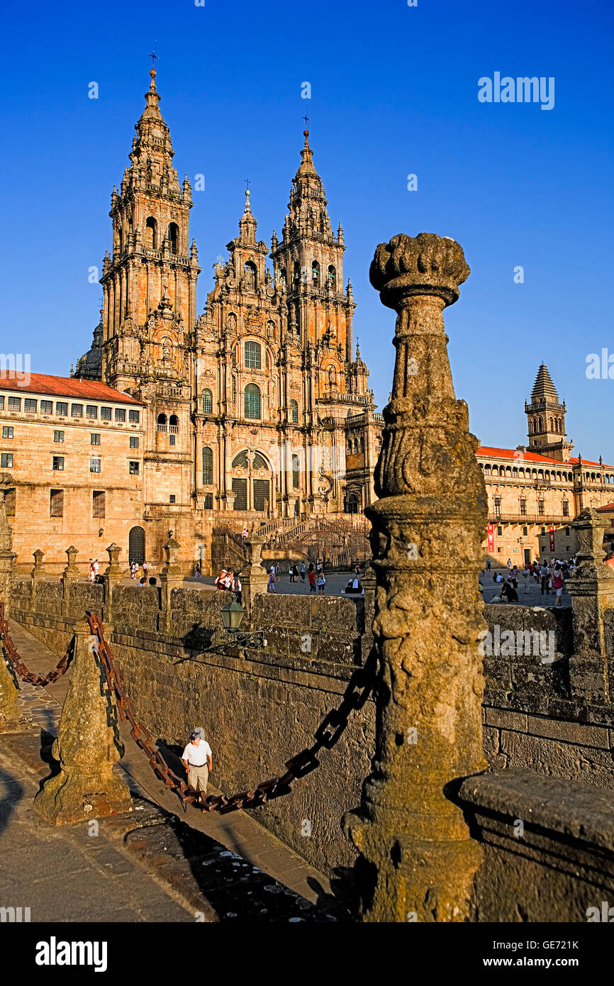 Santiago Cathedral on the Plaza do Obradoiro, UNESCO World Heritage Site.Santiago de Compostela.Coruña  province.Spain. Camino d Stock Photo