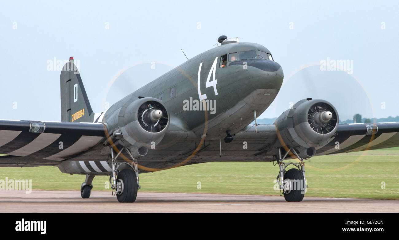 C-47 Dakota taxiing At The Imperial War Museum American Air Show Stock Photo