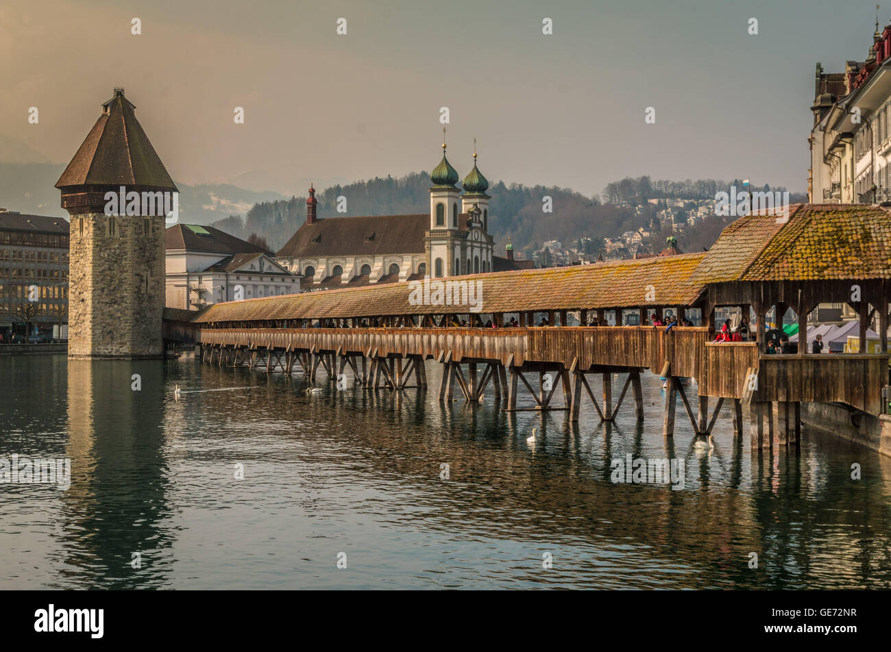 The chapel bridge in Lucerne Switzerland Stock Photo Alamy