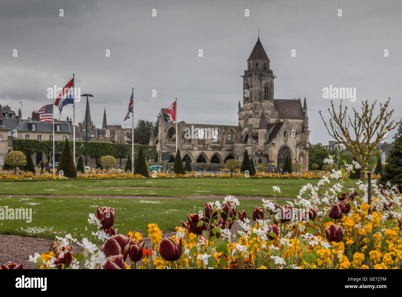 Ruins of church in Caen Normandy France Stock Photo