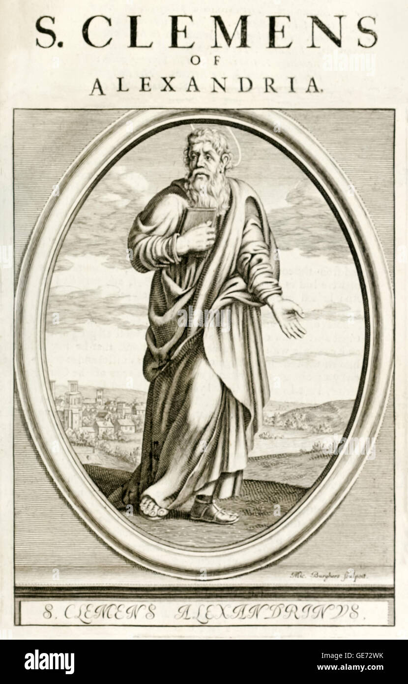 Saint Clement of Alexandria (150-215 Christian theologian whose major works include the trilogy Protrepticus, Paedagogus and Stromata. Stock Photo
