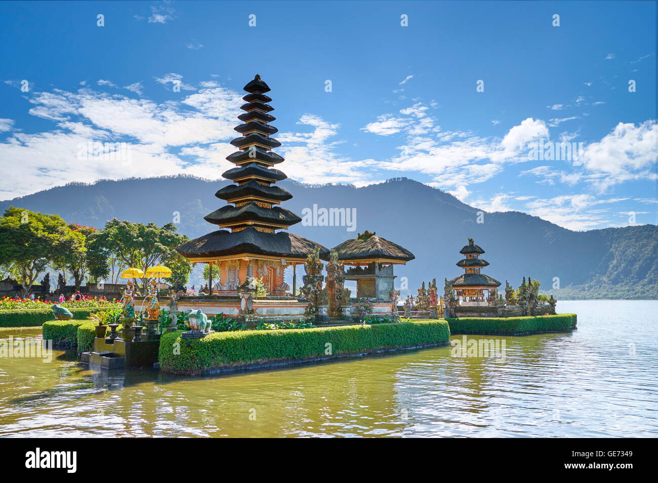 Pura Ulun Danu Temple on the Bratan Lake, Bali, Indonesia Stock Photo