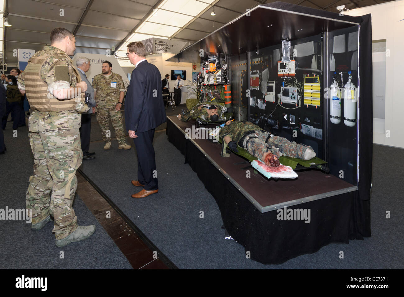 The stand of CAE Defence and Security. Stock Photo