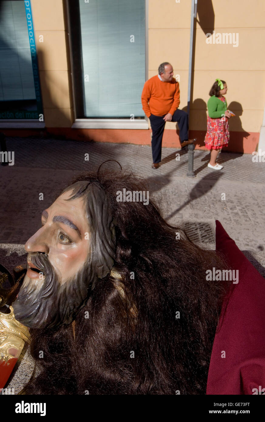 Holy Week Masks Mask of `figura´and spectators.Holy Week. Easter Sunday.Puente Genil ...