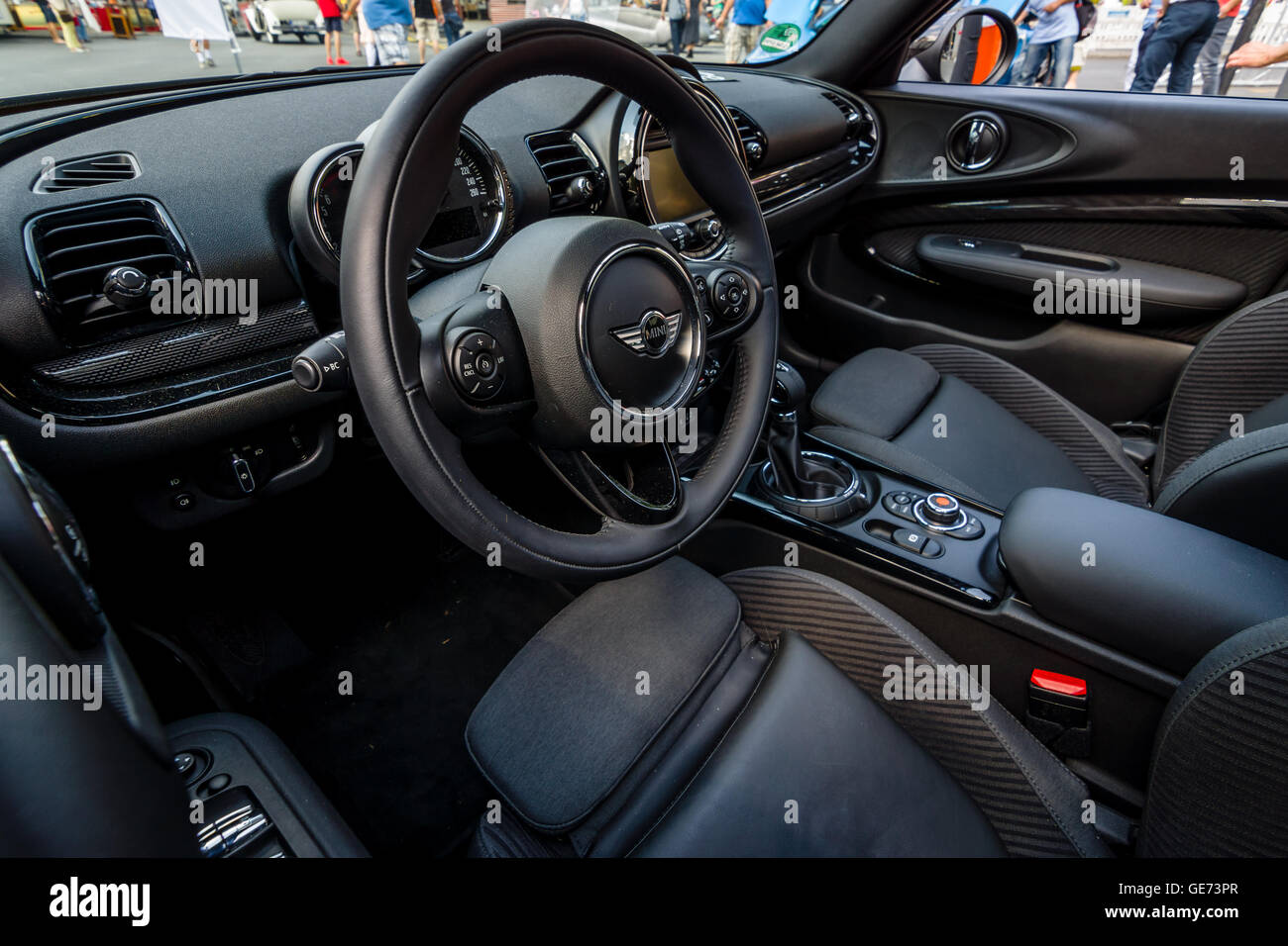 BERLIN - JUNE 05, 2016: Interior of a city car Mini Cooper S Convertible. Classic Days Berlin 2016. Stock Photo