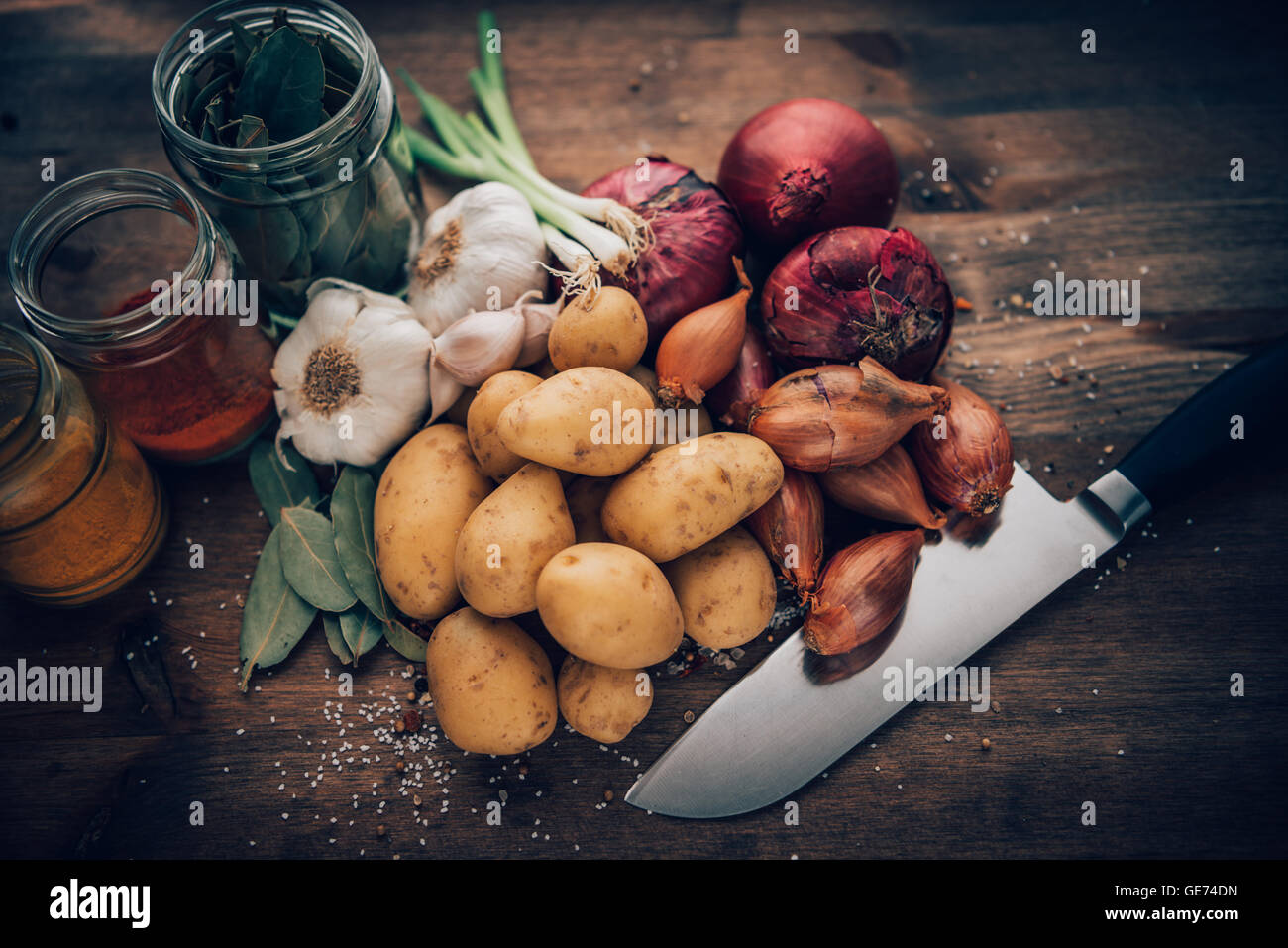 Beauty shots of food on a rustic setting Stock Photo - Alamy
