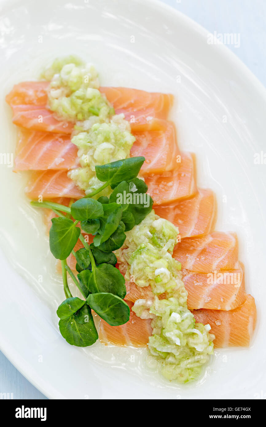 Fresh raw salmon sashimi hi-res stock photography and images - Alamy