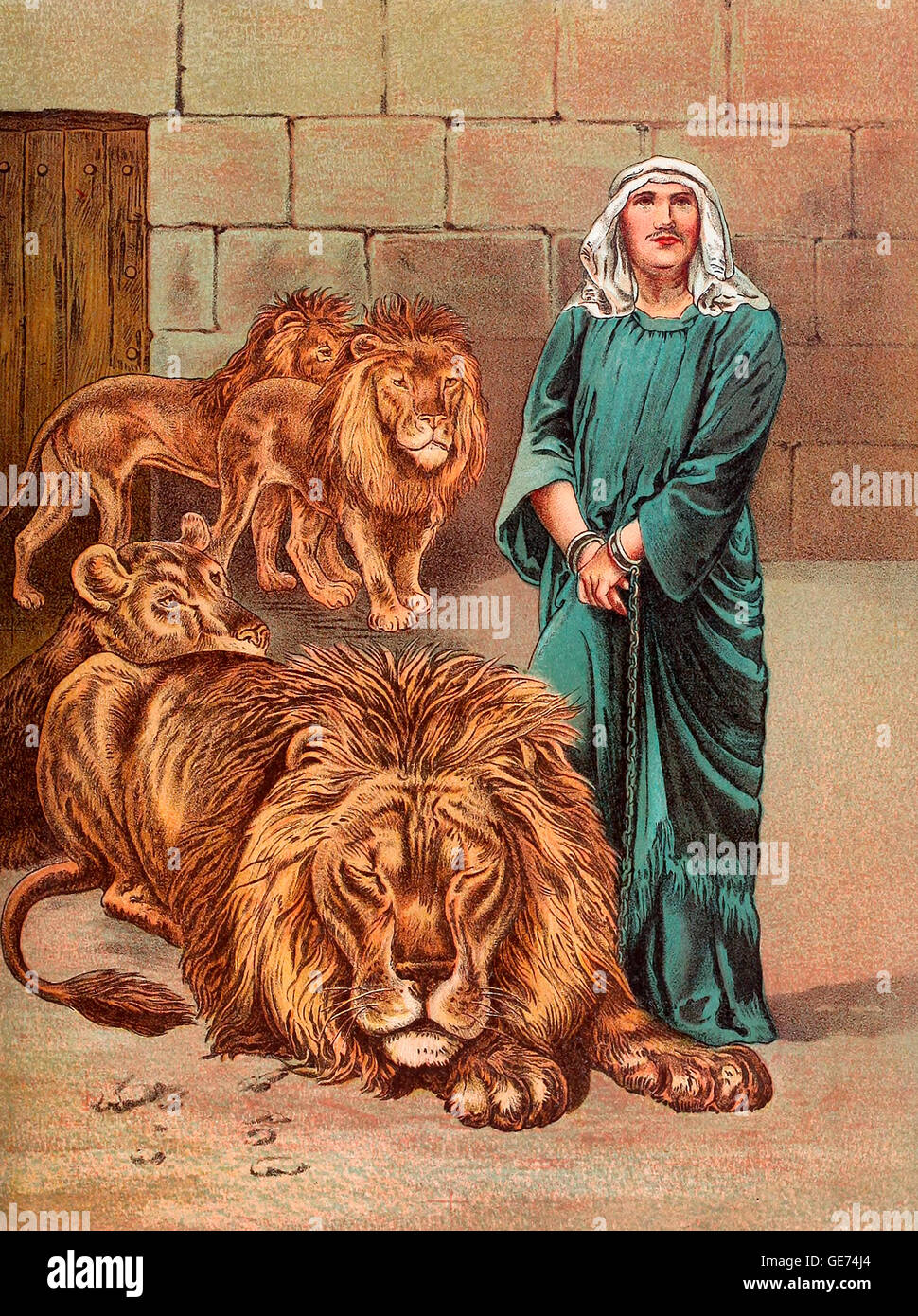 Daniel in the Lion's Den, Old Testament Stock Photo
