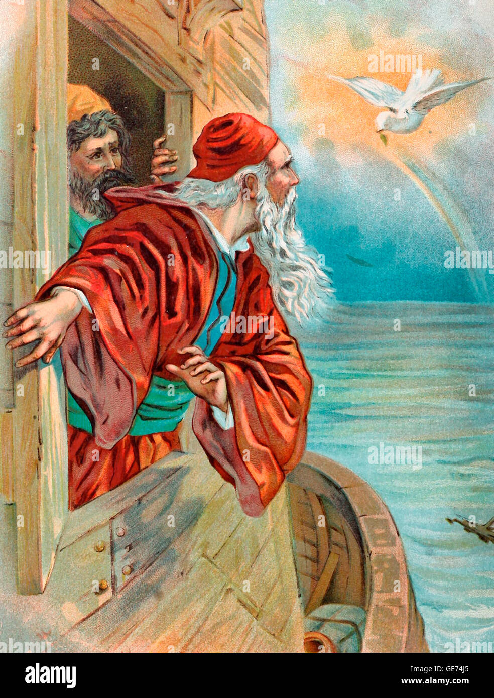 The Return of the Dove to Noah's Ark in the Old Testament Stock Photo