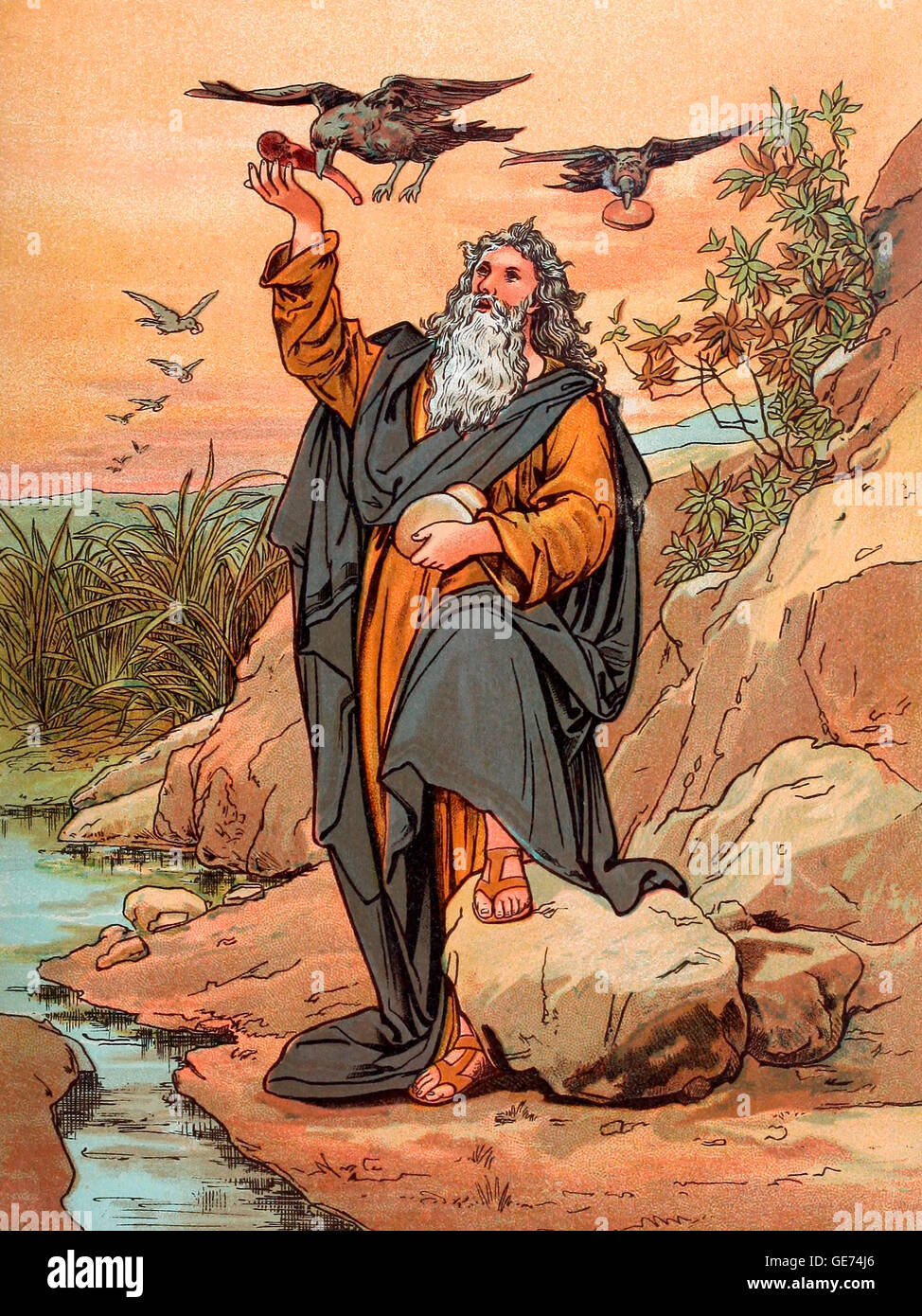 The Feeding of Elijah in the Old Testament Stock Photo