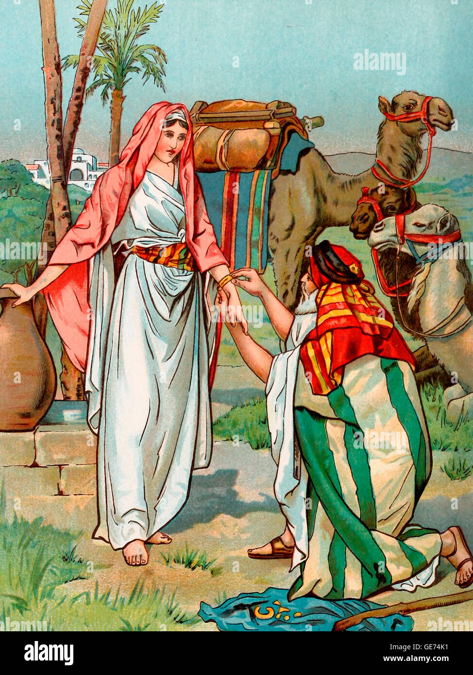 Rebekah and her Husband Isaac, Old Testament Stock Photo