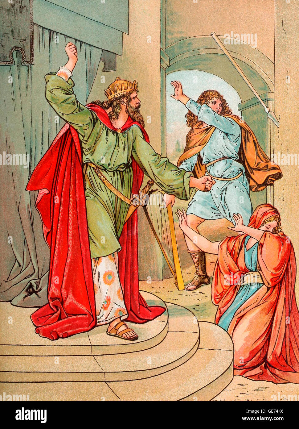 King Saul attempts the Life of David, Old Testament Stock Photo