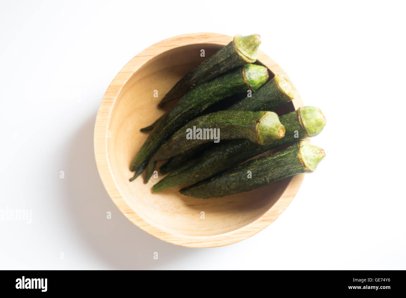 Healthy okra chips isolated on white background, stock photo Stock