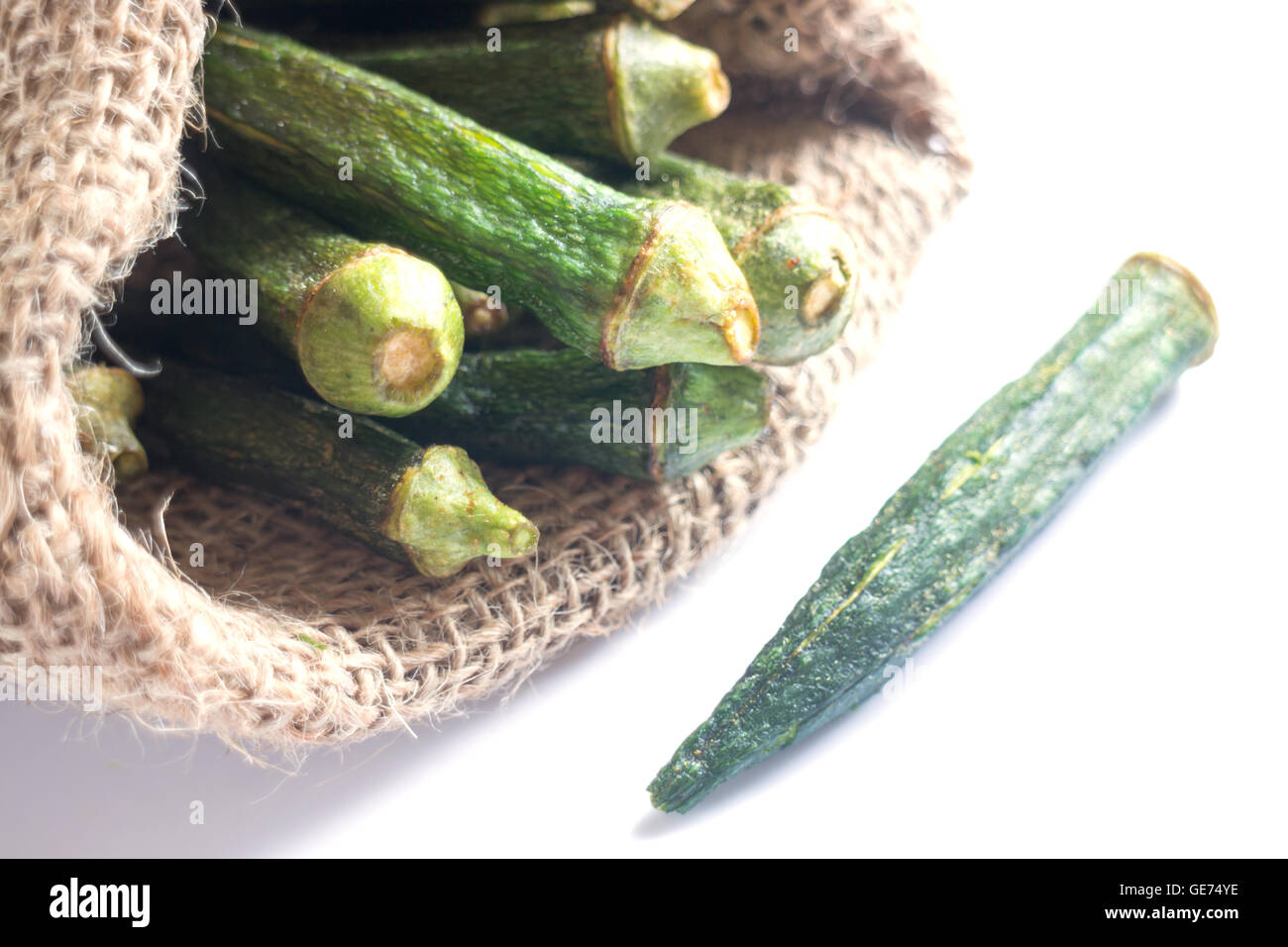 Healthy okra chips on clean background, stock photo Stock Photo Alamy