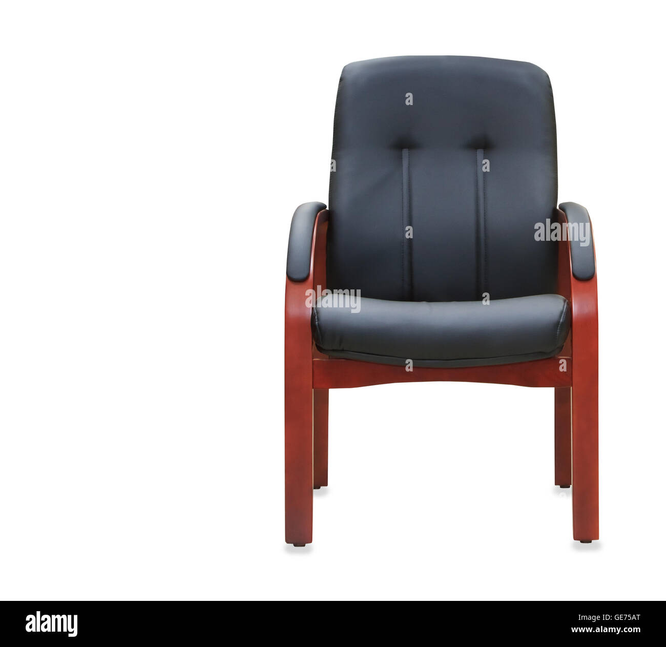 Modern office chair from black leather. Isolated Stock Photo Alamy